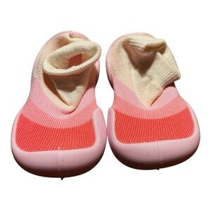 Pink and Cream Baby Sock Shoes